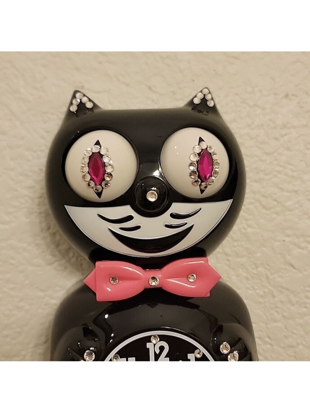 Jeweled Kit-Cat Klock clock SUPER RARE with pink bowtie & tail